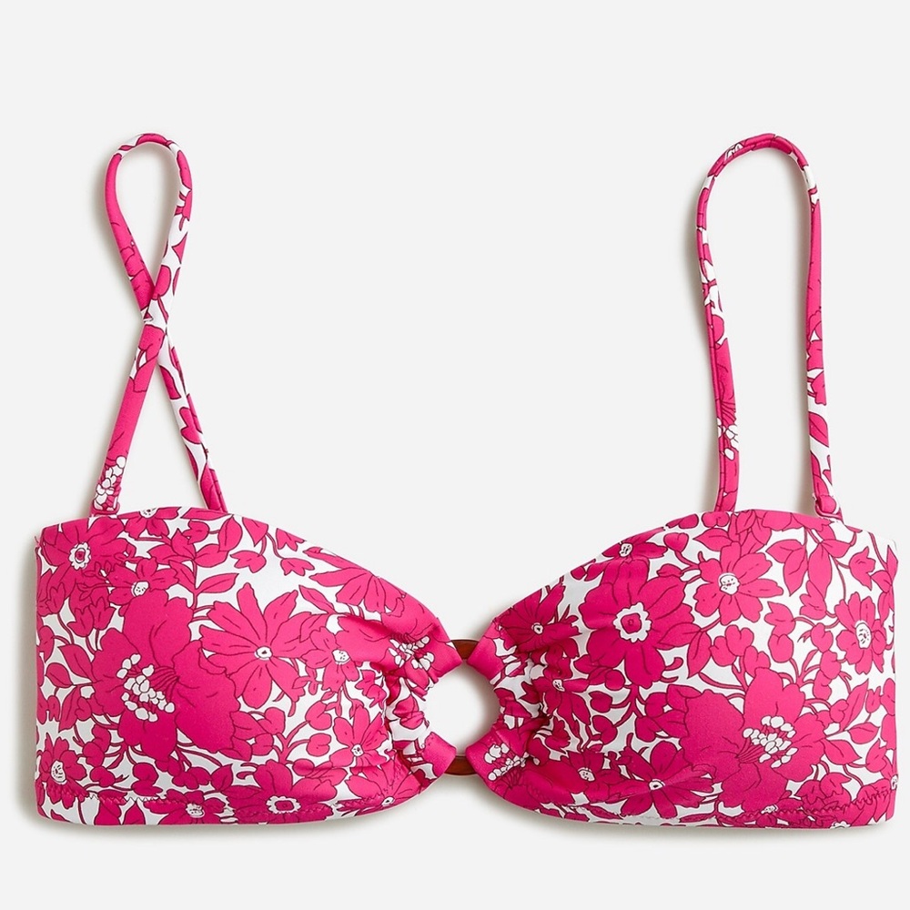 NEW J.Crew Heritage O-ring Bandeau‎ Bikini Top in Blushing Meadow Size 2X
